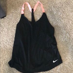 Nike black tank with pink straps